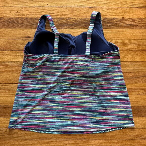 NWT Lands End Square Neck Underwire Tankini Swim Top in Navy Space Dye Size 20W - Picture 7 of 9